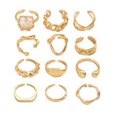 12 Stück Ringe Gold Damen