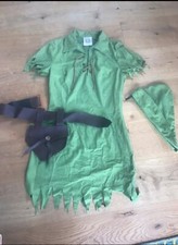 robin hood kostüm damen, Größe XS, Hellgrün, Kleid, Hut und Gürtel mit Tasche