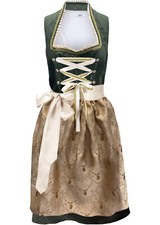 2-tlg Dirndl mit Stehkragen Gr. 36 bis 52 Khaki Wiesn-Fest-Trachten-Kleid Neu