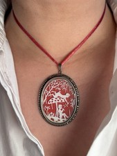 RAR Antiker Jugendstil Kettenanhänger Silber 935 Signatur GL? Satyr Pilz Märchen