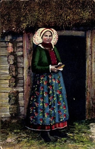 Frau polnischer tracht - ak,