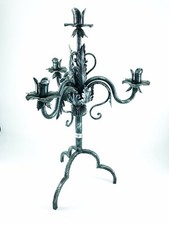 Kerzenhalter Schmiedeeisen A 4 Gas-Kocher Arbeitete A Made Stil Mittelalter