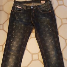 Herrlicher Jeans Touch 5705 28/32 (29/32) Vintage Look Sternen Print wNeu 2xgetr