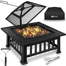 Feuerschale mit Funkenschutz Grill Feuerstelle BBQ Feuerkorb Grillrost Garten