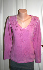 SIX-O-SEVEN Pullover rosa mit Strassschmetterlingen kaum getragen  in Gr.  38