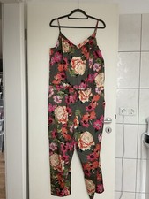 HALLHUBER Damen Satin Jumpsuit Gr. 42 Grün Pink Blumenmuster 