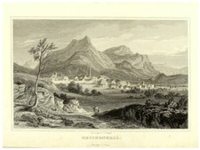   BAD REICHENHALL GESAMTANSICHT 1 Orig.Stahlstich Poppel  ca. 1843
