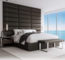 VANT Wandpaneele gepolsterte Bett Kopfteile 4-Stück je 76cm Breit, Braun, Leder