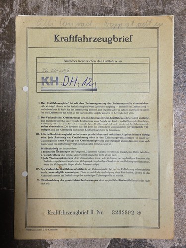 Kfz brief fahrzeugbrief - kfz,