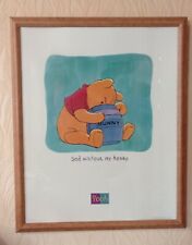 Wandbild Disney's "Winnie Pooh" -sad without my honey- W.D. 314  In Holz gerahmt