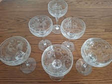 Nachtmann 6 Likör-/Sektkelche Kristall Gläser 12cm Blumen-/Rankenmotiv,  Vintage