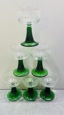 6 Römer Weingläser grün mit Gravur Weinlaub Vintage 0,1L