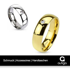 Herren Damen Ring Edelstahl Zirkonia Kristall Partnerring Ehering