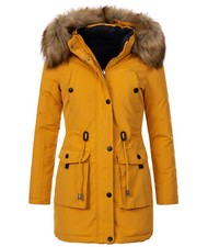 Damen Winter Jacke Parka mit Kapuze Wende-Steppjacke Mantel Warm Kunstfell D-428