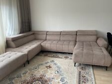 wohnlandschaft U Form in Taupe inkl. Hocker,  191/340/172 cm