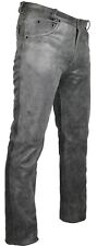 Herren Motorrad Lederhose in Grau Lederjeans Bikerhose Bikerjeans 5 Pocket 