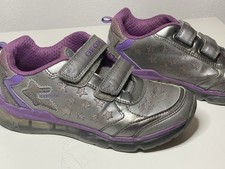 Geox Kinderschuhe Leder mit Blinklicht Grau/ Lila Größe 32