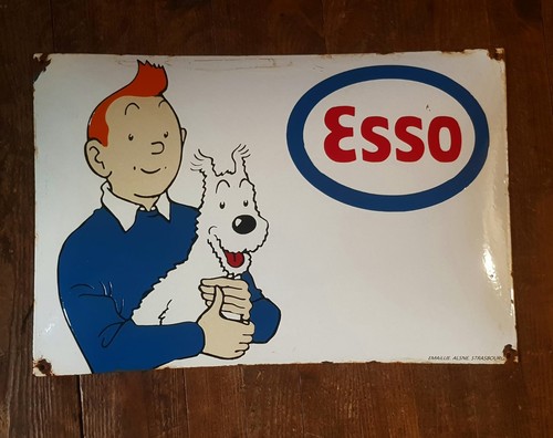 Plaque emaille ancienne esso - plaque,