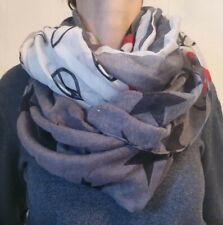 Schal Rundschal Loop Damen grau weiß Sterne Streifen Piece