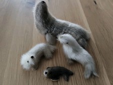 4 Seehunde Echtfell Vintage ca. 50/60iger Jahre