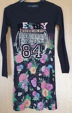 Desigual Mädchen langarm Kleid Gr. 146 152 (11 12 Jahre) Blumen Pailletten