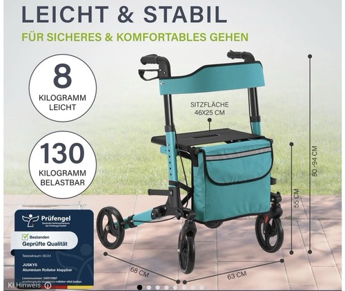 Juskys aluminium rollator - aluminium,