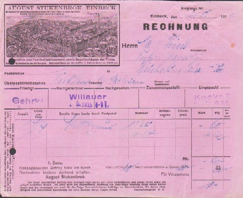 Einbeck rechnung 1916 - einbeck,,