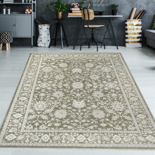 Teppich grün beige floral - grün,