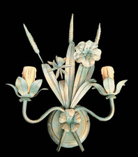 Florentiner Wandleuchter Metall golden anmutig fein 40x30x11 zweiarmig alt edel