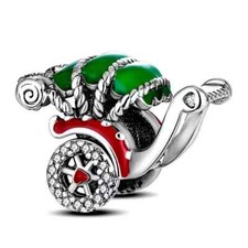 Sterlingsilber 925 Schmuck Anhänger Weihnachts Kutsche Charm f Armband Kette #6