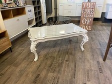 Couchtisch Wohnzimmertisch Weiß/ Marmor Silber Hochglanz Barock ANGEBOT