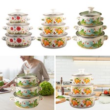 3-teiliger Emaille-Suppentopf