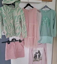 🌞 Zara H&M Gr 128 Sweatshirt Hoodie Longsleeve Pferde Kleid Rock GEPFLEGT 🐴