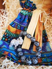 Set - Schneeflocken Obsidian Armband, Speckstein Glücksbringer & 2 PALO SANTO