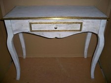 Mangoholz  Konsolentisch Schreibtisch Sekretär Antikweiss-Gold Gutmann Factory