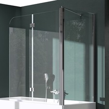 Duschwand für Badewanne Badewannenaufsatz Badewannenfaltwand ESG GLAS 6mm NANO