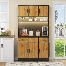 Buffetschrank mit LED Vorratsschrank Küchenschrank Sideboard Highboard Natur