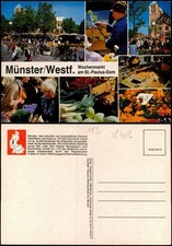 Münster (Westfalen) Wochenmarkt am St.-Paulus-Dom (Mehrbildkarte) 1980