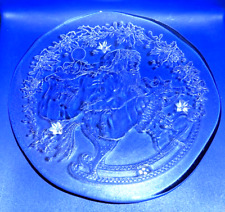 Wunderschöne XL Tortenplatte aus Glas mit Weihnachtsmann / Schaukelpferd - Motiv