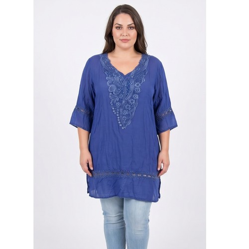 Damen bluse lang curvy - bluse,