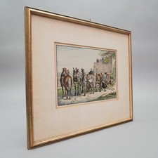 Johann Adam Klein Kupferstich altkoloriert Bierlieferant Biergarten 1862 1.AIO