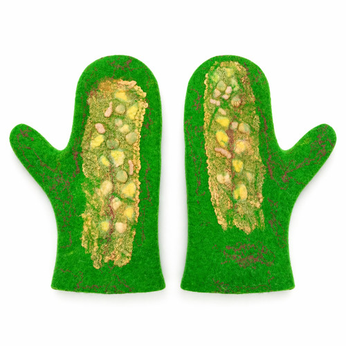 Grüne gefilzte wollhandschuhe - grüne,
