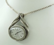 Vintage "Ispra" Taschenuhr Quartz mit 925er Silber Kette
