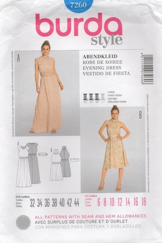 Burda muster 7260 abendkleid - muster,
