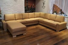 Super große 9 Sitzer U-Form Echtleder Ecksofa Echt Leder Sofa Couch Eckcouch