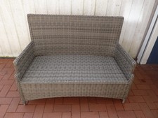 Gartenbank und Tisch, Polyrattan, Grau,  Amelie Serie Bauhaus
