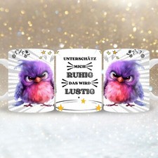 Tasse lustiger Vogel mit