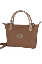 Owa Damen Trachten Handtasche Shopper Henkeltasche taupe Velours Rindleder