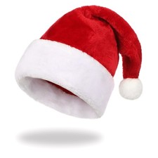 Nordstern Weihnachtsmütze Plüsch Nikolausmütze mit Bommel RotWeiß für Erwachsene