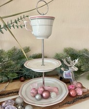 Etagere Porzellan , Winterling   Marktleuthen, grau/rosa , Weihnachten